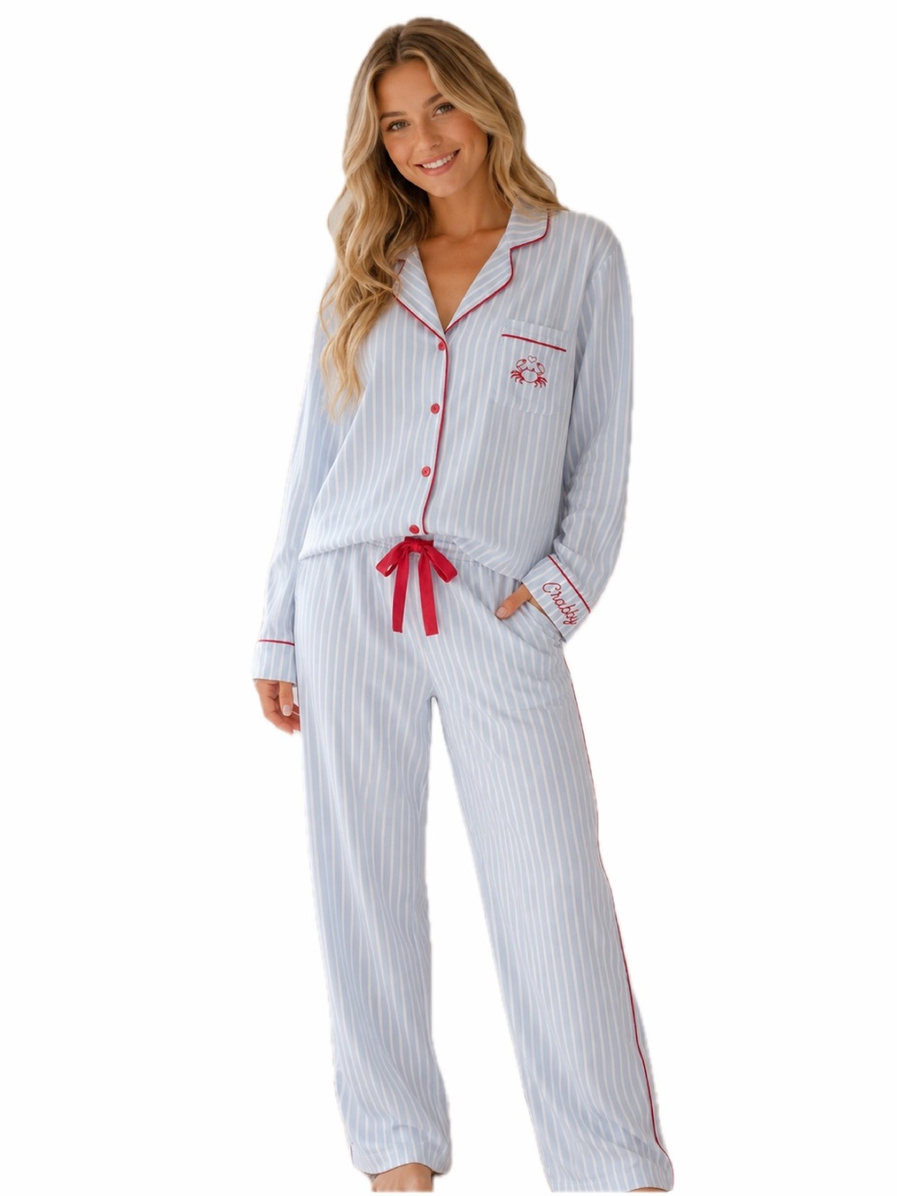 P.J. Salvage Maritime Striped Pajama Set Crabby Stripes - Two Piece PJ Medium